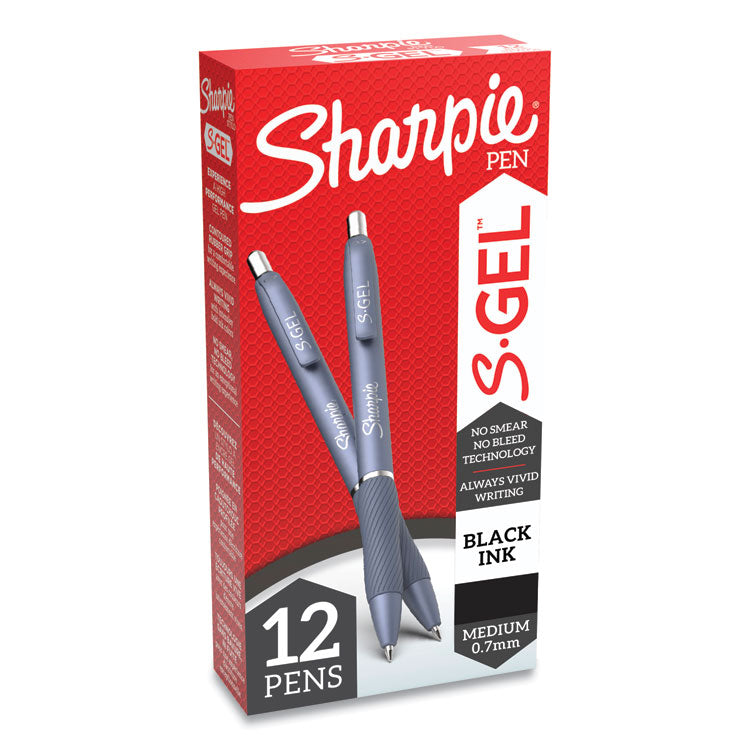 S-Gel Fashion Barrel Gel Pen, Retractable, Medium 0.7 mm, Black Ink, Frost Blue Barrel, Dozen