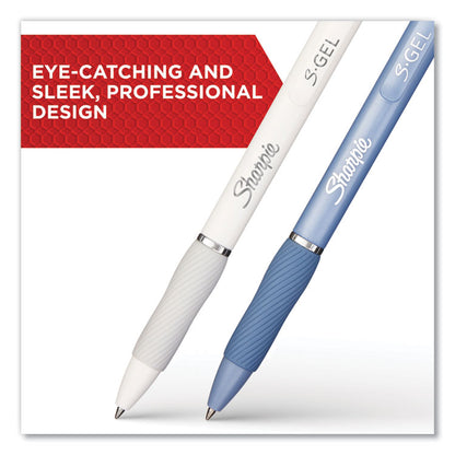 S-Gel Fashion Barrel Gel Pen, Retractable, Medium 0.7 mm, Black Ink, Pearl White Barrel, Dozen