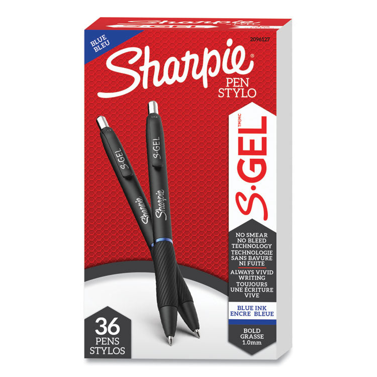 S-Gel High-Performance Gel Pen, Retractable, Bold 1 mm, Blue Ink, Black Barrel, 36/Pack