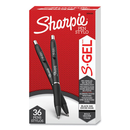 S-Gel High-Performance Gel Pen, Retractable, Bold 1 mm, Black Ink, Black Barrel, 36/Pack