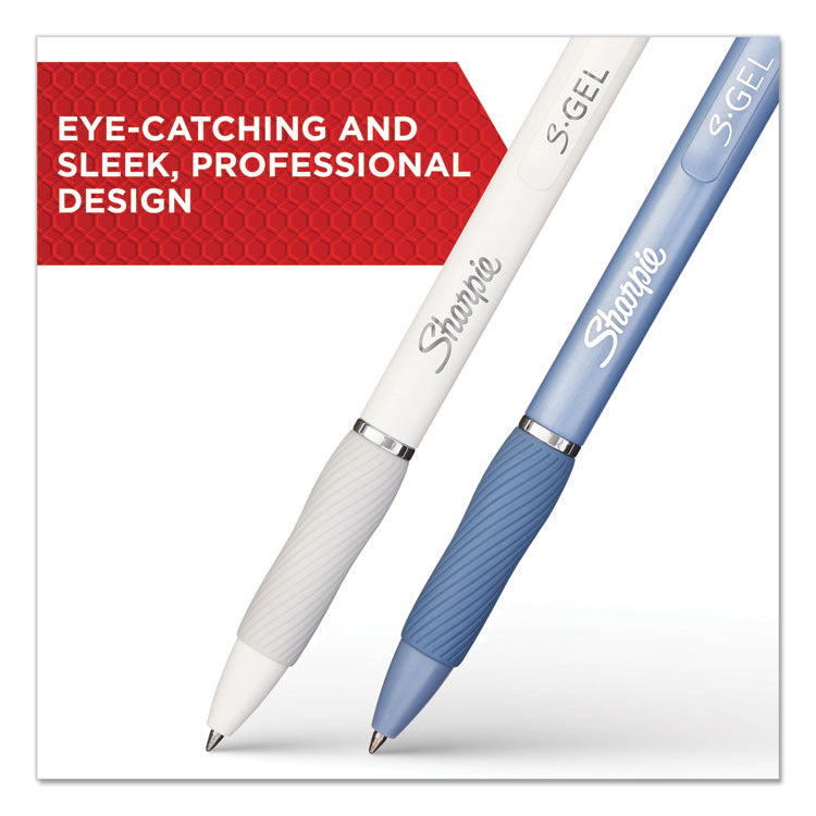 S-Gel Fashion Barrel Gel Pen, Retractable, Medium 0.7 mm, Black Ink, Frost Blue Barrel, Dozen