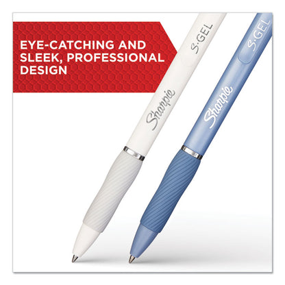 S-Gel Fashion Barrel Gel Pen, Retractable, Medium 0.7 mm, Black Ink, Frost Blue Barrel, Dozen