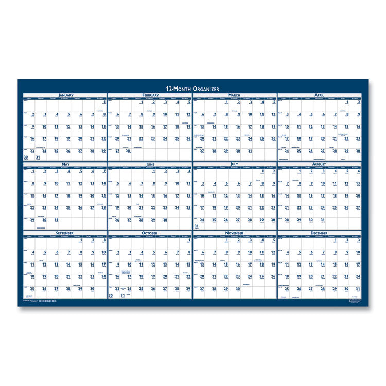 7510016956116, SKILCRAFT Two-Sided Dry Erase Wall Calendar, 24 x 37, White/Blue Sheets, 12-Month (Jan to Dec): 2026