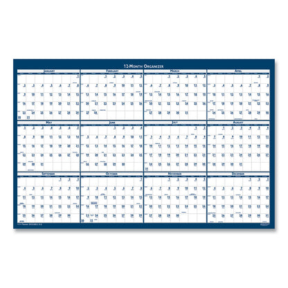7510016956116, SKILCRAFT Two-Sided Dry Erase Wall Calendar, 24 x 37, White/Blue Sheets, 12-Month (Jan to Dec): 2026