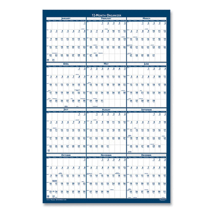 7510016956116, SKILCRAFT Two-Sided Dry Erase Wall Calendar, 24 x 37, White/Blue Sheets, 12-Month (Jan to Dec): 2026