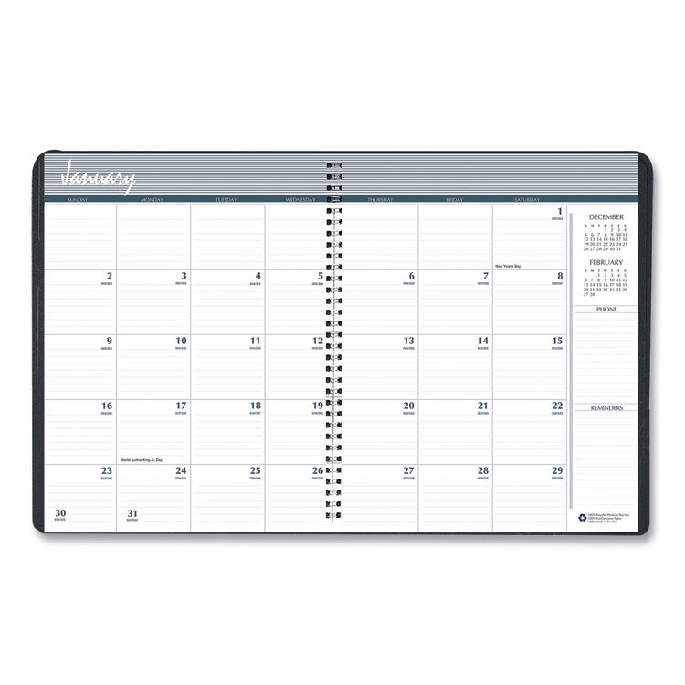 7530016935567, SKILCRAFT Monthly Appointment Planner, 11 x 8.5, Black Cover, 14-Month: Dec 2025 to Jan 2027