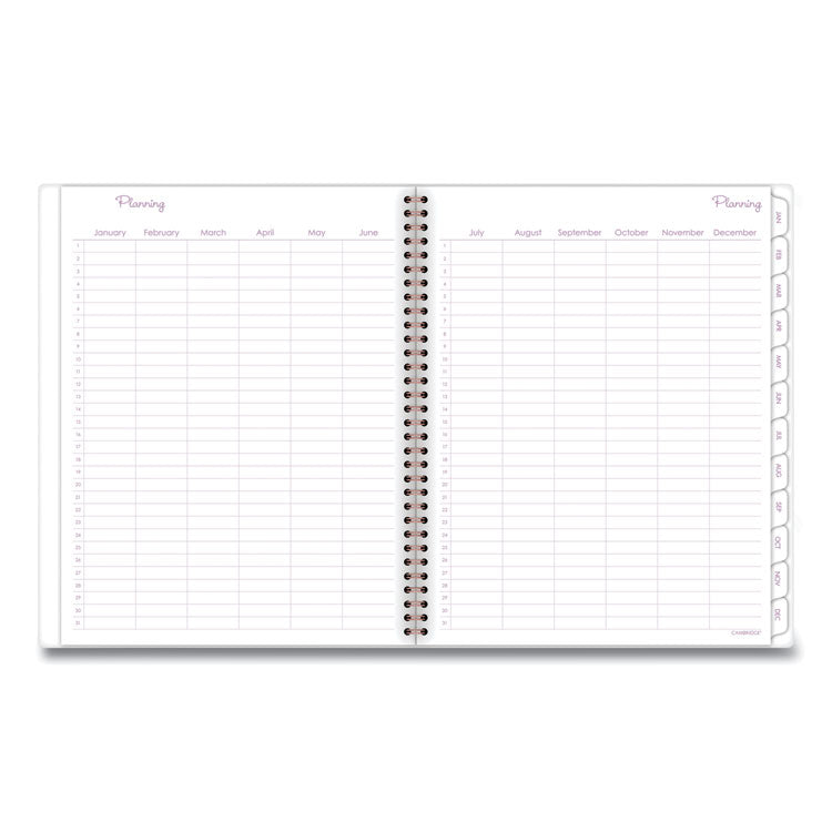 Mina Weekly/Monthly Planner, Floral Artwork, 11 x 8.5, White/Violet/Peach Cover, 12-Month (Jan to Dec): 2026