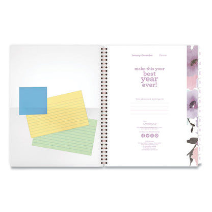 Mina Weekly/Monthly Planner, Floral Artwork, 11 x 8.5, White/Violet/Peach Cover, 12-Month (Jan to Dec): 2026