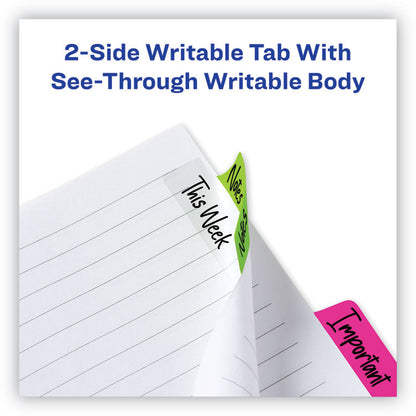 Ultra Tabs Repositionable Tabs, Margin Tabs: 2.5" x 1", 1/5-Cut, Assorted Neon Colors, 24/Pack
