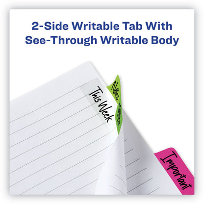 Ultra Tabs Repositionable Tabs, Margin Tabs: 2.5" x 1", 1/5-Cut, Assorted Neon Colors, 48/Pack