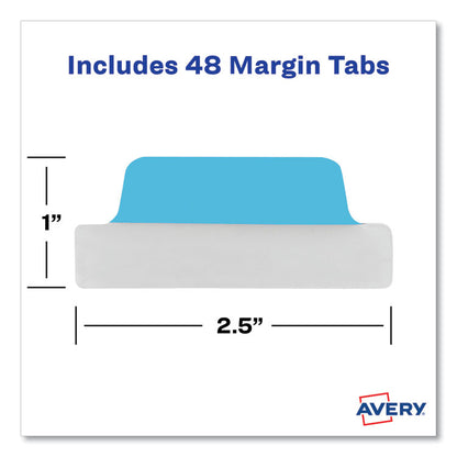 Ultra Tabs Repositionable Tabs, Margin Tabs: 2.5" x 1", 1/5-Cut, Assorted Colors, 48/Pack