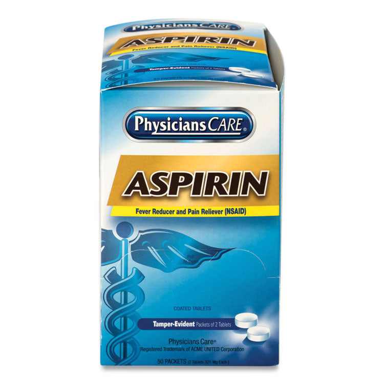 Aspirin Tablets, Two-Pack, 50 Packs/Box