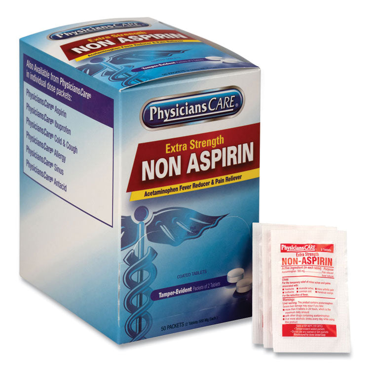 Extra-Strength Acetaminophen Tablets, Two-Pack, 50 Packs/Box