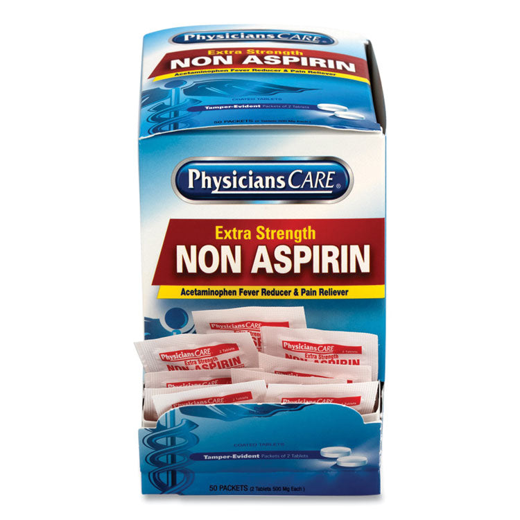 Extra-Strength Acetaminophen Tablets, Two-Pack, 50 Packs/Box