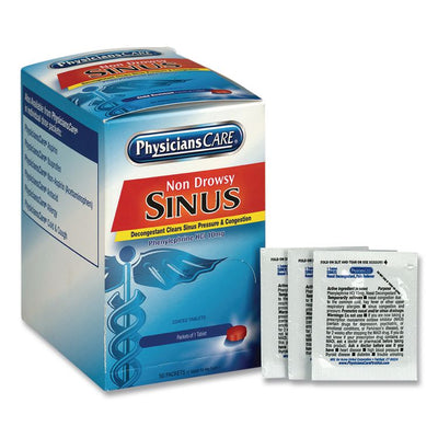 Non-Drowsy Sinus Decongestant Congestion Medication, One Tablet/Pack, 50 Packs/Box