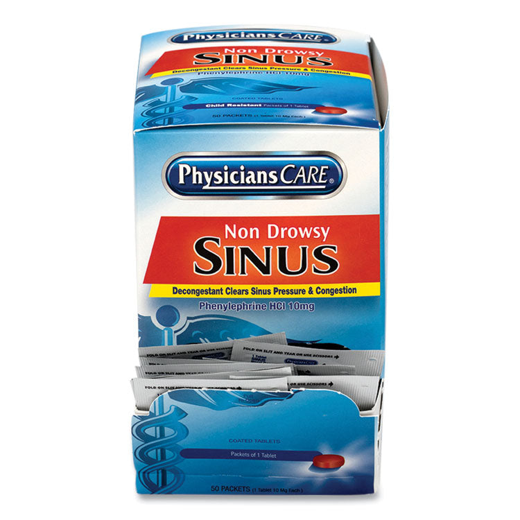 Non-Drowsy Sinus Decongestant Congestion Medication, One Tablet/Pack, 50 Packs/Box