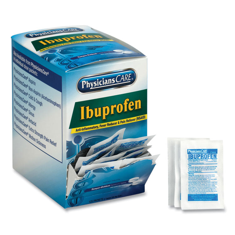 Ibuprofen Pain Reliever Tablets, Two-Pack, 125 Packs/Box