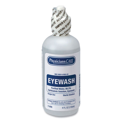 First Aid Refill Components Disposable Eye Wash, 4 oz. Bottle