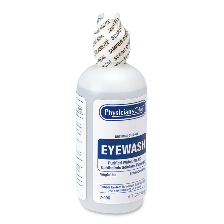 First Aid Refill Components Disposable Eye Wash, 4 oz. Bottle