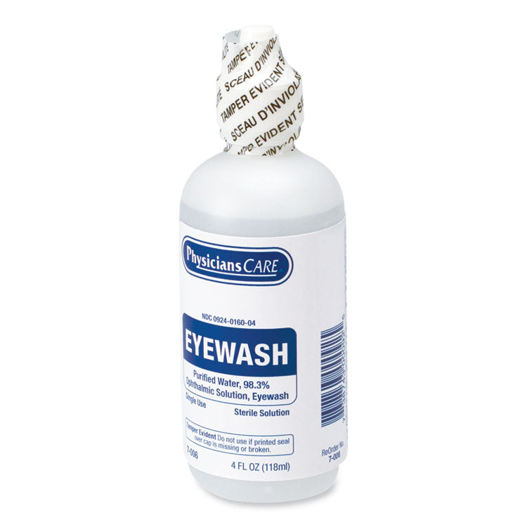First Aid Refill Components Disposable Eye Wash, 4 oz. Bottle