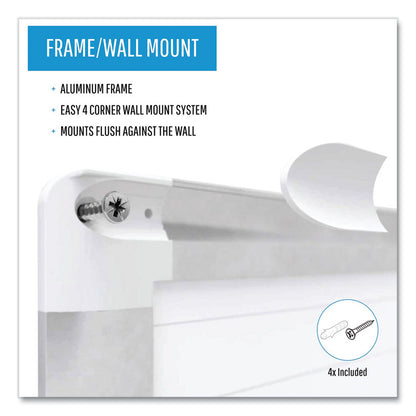 Gridded Magnetic Steel Dry Erase Project Planning Board, 1" x 2" Cells, 72" x 48", White Surface, Satin Aluminum Frame