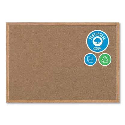 Earth Cork Board, 36" x 24", Tan Surface, Oak Finished Wood Frame