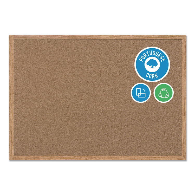 Earth Cork Board, 72" x 48", Tan Surface, Oak Finished Wood Frame