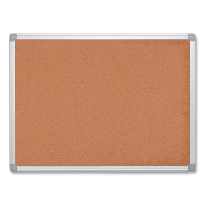 Earth Cork Board, 24" x 18", Tan Surface, Satin Aluminum Frame