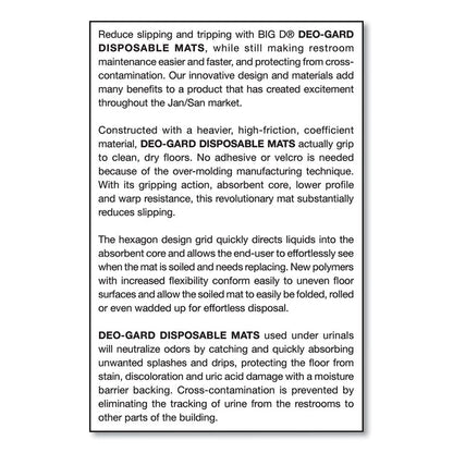 Deo-Gard Disposable Urinal Mat, Shield-Shaped, Fresh Mountain Air Scent, Charcoal Gray Perforated Surface, 17.5 x 20.5, 6/CT