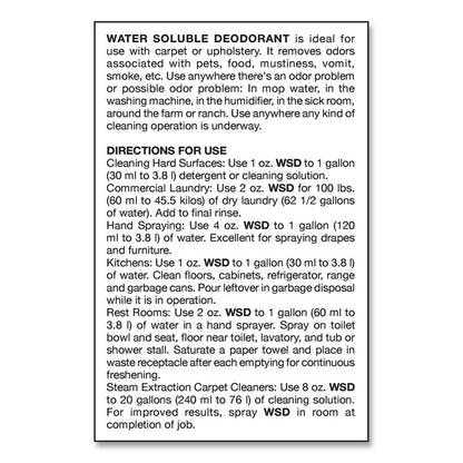 Water-Soluble Deodorant, Lemon, 1 gal Bottle, 4/Carton