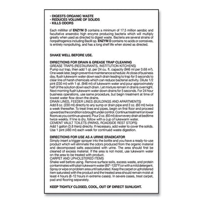 Enzym D Digester Liquid Deodorant, Lemon, 1 gal Bottle, 4/Carton