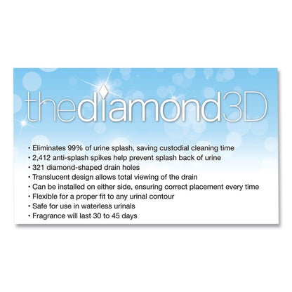 Diamond 3D Urinal Screen, Melon Mist Scent, Clear, 10/Pack, 6 Packs/Carton