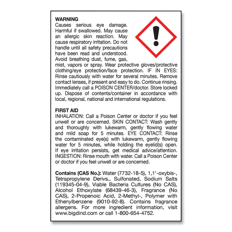 Enzym D Digester Liquid Deodorant, Lemon, 32 oz Bottle, 12/Carton