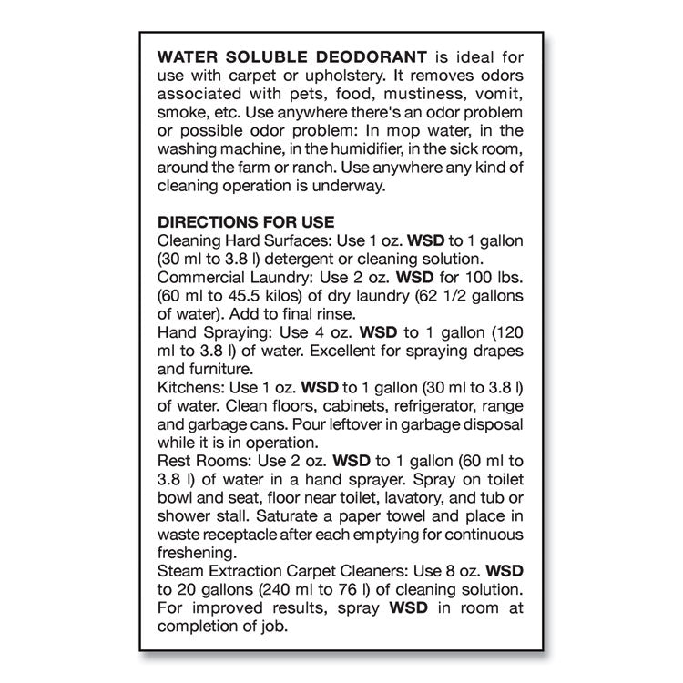 Water-Soluble Deodorant, Mountain Air, 32 oz Bottle, 12/Carton