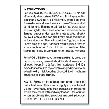 Odor Control Fogger, Mountain Air Scent, 5 oz Aerosol Spray, 12/Carton