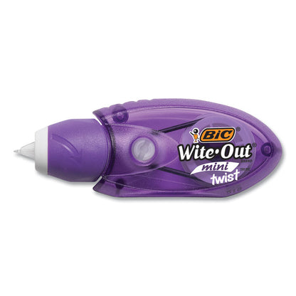 Wite-Out Brand Mini Twist Correction Tape, Non-Refillable, 0.2" x 26.17 ft, White Tape, Assorted Dispenser Colors, 2/Pack