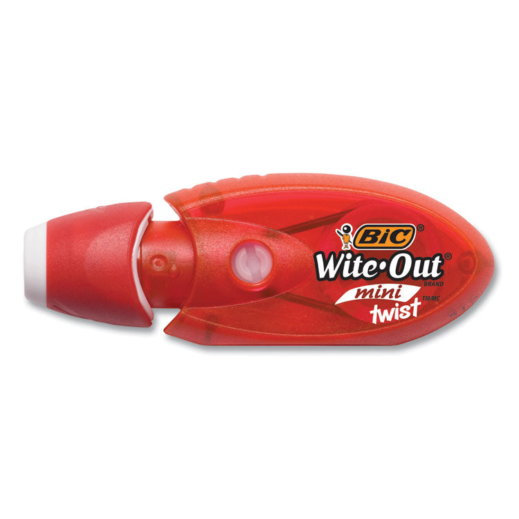 Wite-Out Brand Mini Twist Correction Tape, Non-Refillable, 0.2" x 26.17 ft, White Tape, Assorted Dispenser Colors, 2/Pack