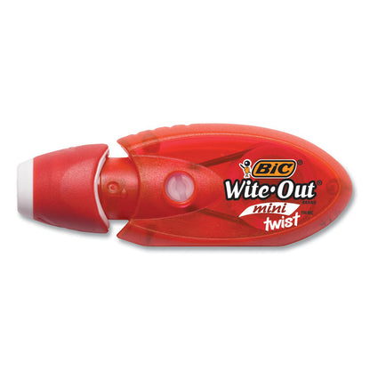 Wite-Out Brand Mini Twist Correction Tape, Non-Refillable, 0.2" x 26.17 ft, White Tape, Assorted Dispenser Colors, 2/Pack