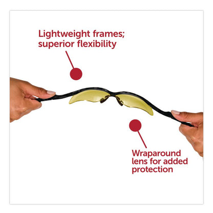 Nemesis Safety Glasses, Black Half Frame, Amber Dual Lens, 12/Box