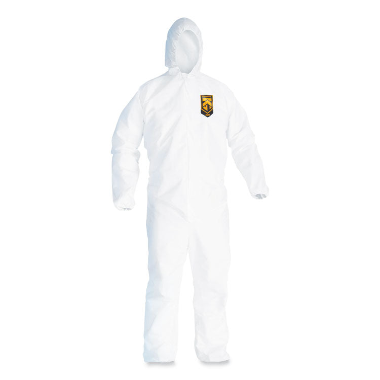 A20 Breathable Particle Protection Coveralls, Zip Front, Elastic Back, Hood, Medium, White, 24/Carton