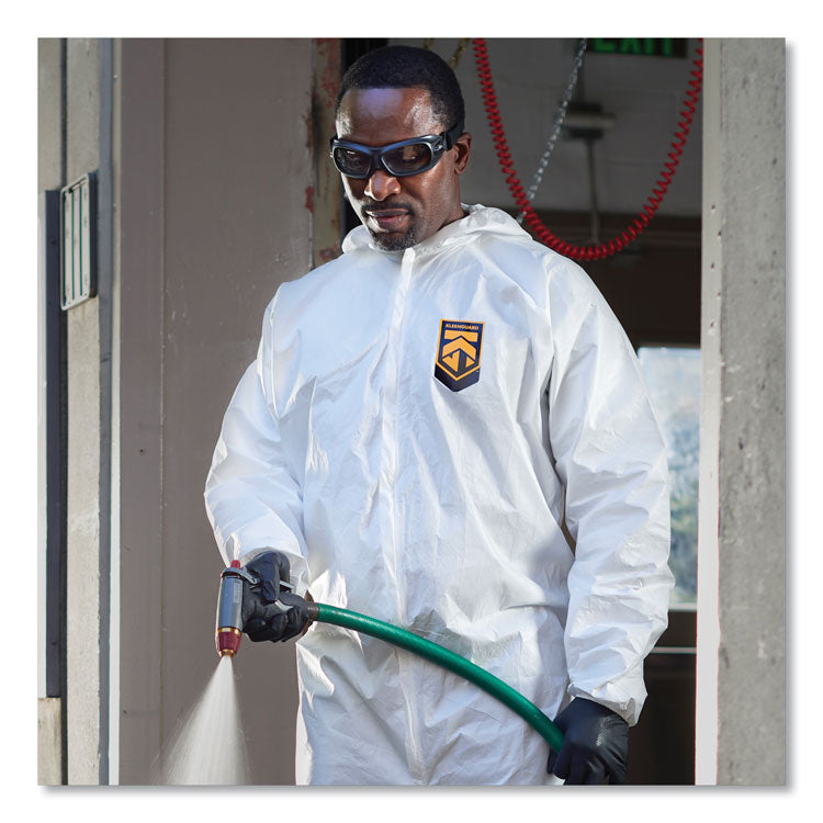 A45 Liquid/Particle Protection Surface Prep/Paint Coveralls, Hood, Elastic Wrist/Ankles, 4XL, White, 25/Carton