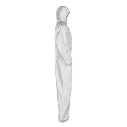 A20 Breathable Particle Protection Coveralls, Zip Front, Elastic Back, Hood, Medium, White, 24/Carton