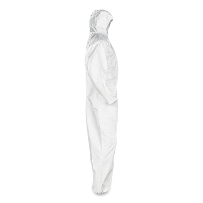 A45 Liquid/Particle Protection Surface Prep/Paint Coveralls, Hood, Elastic Wrist/Ankles, 4XL, White, 25/Carton