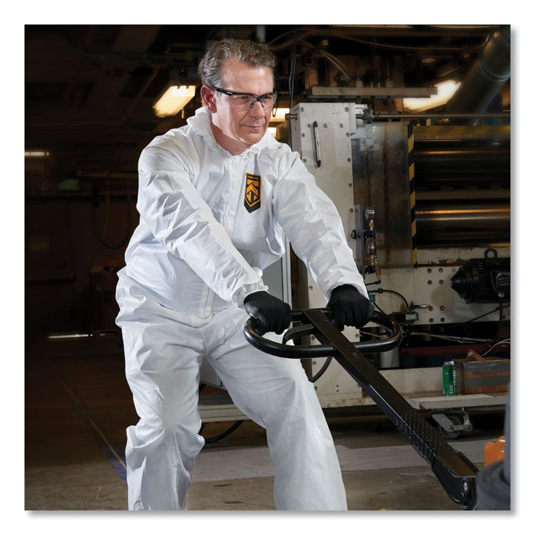 A20 Breathable Particle Protection Coveralls, Elastic Back, Hood and Boots, 4X-Large, White, 20/Carton