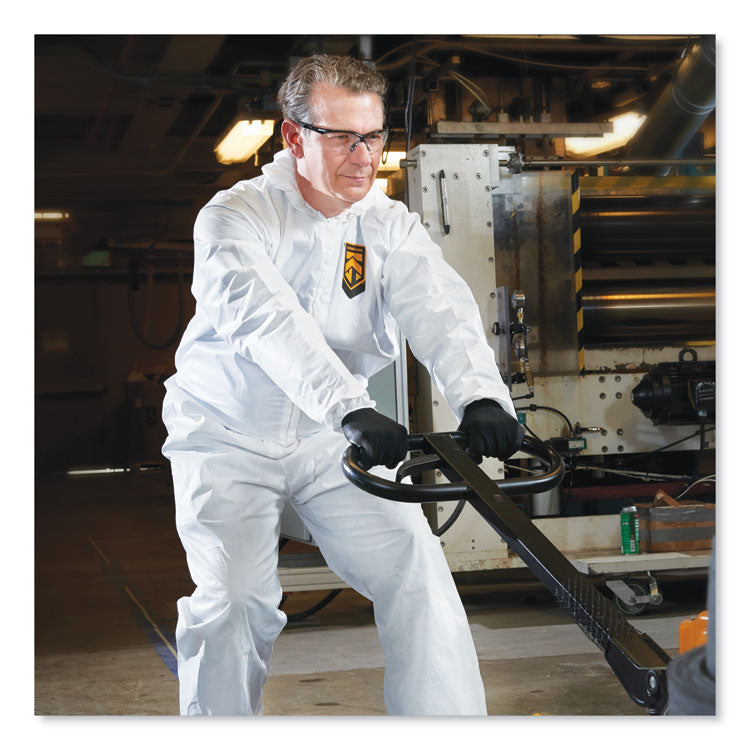 A20 Breathable Particle Protection Coveralls, Zip Front, Elastic Back, Hood, Medium, White, 24/Carton