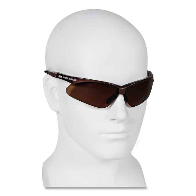 Nemesis Safety Glasses, Brown Half Frame, Polarized Brown Dual Lens, 12/Box