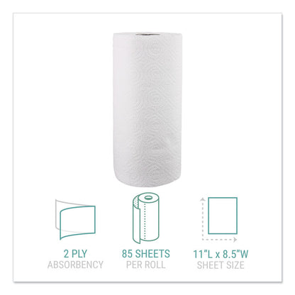 Kitchen Roll Towels, 2-Ply, 11 x 8.5, White, 85/Roll