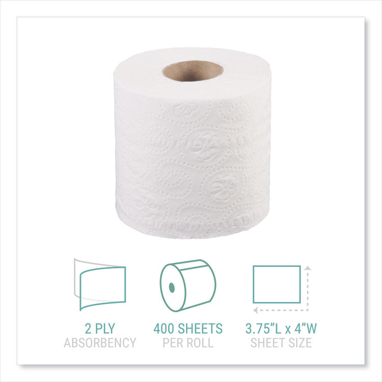 Bath Tissue, Individually Wrapped Rolls, Septic Safe, 2-Ply, White, 400 Sheets/Roll, 24 Rolls/Carton