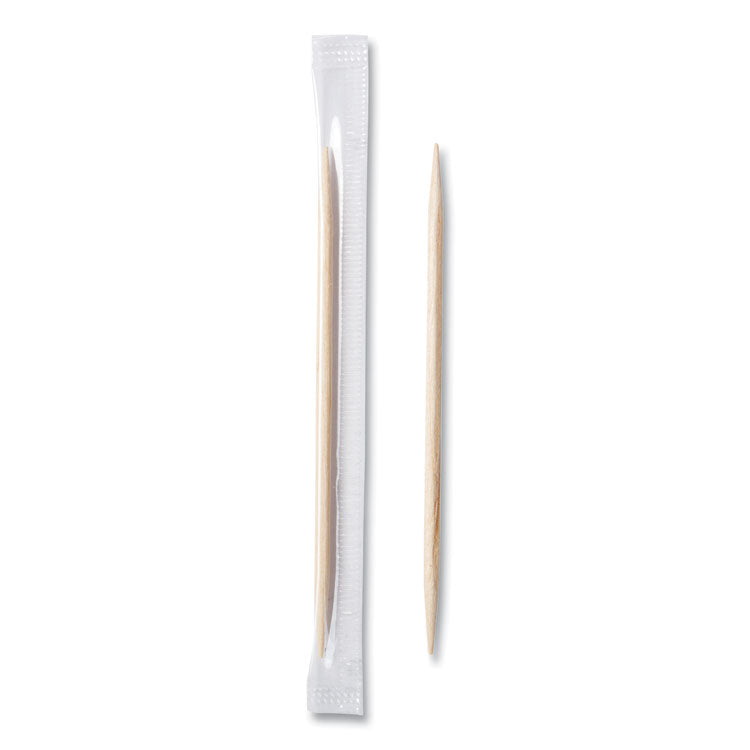 Cello-Wrapped Round Wood Toothpicks, Mint, 2.5", Natural, 1,000/Box, 15 Boxes/Carton
