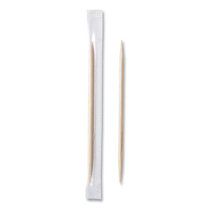 Cello-Wrapped Round Wood Toothpicks, Mint, 2.5", Natural, 1,000/Box, 15 Boxes/Carton